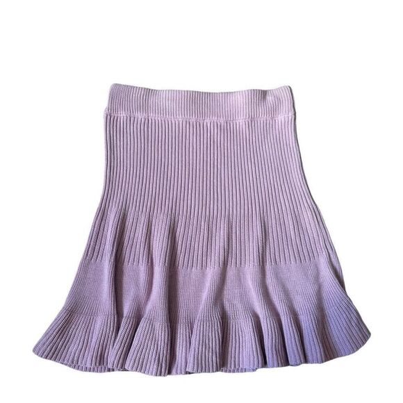 FREE PEOPLE Knit Orchid Purple Ruffle Solid Skirt size S - Picture 3 of 7